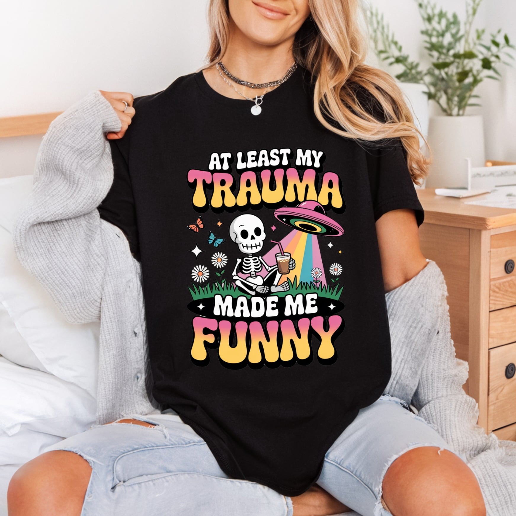 Trauma Made Funny Retro Retro Ready to Press DTF Transfer for Dtf