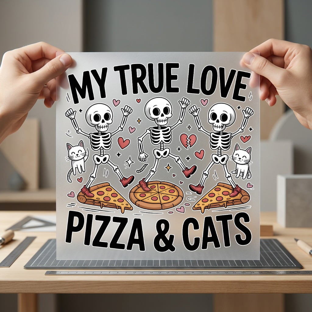 True Love Pizza Cats Halloween Funny Ready to Press DTF Transfer for Dtf