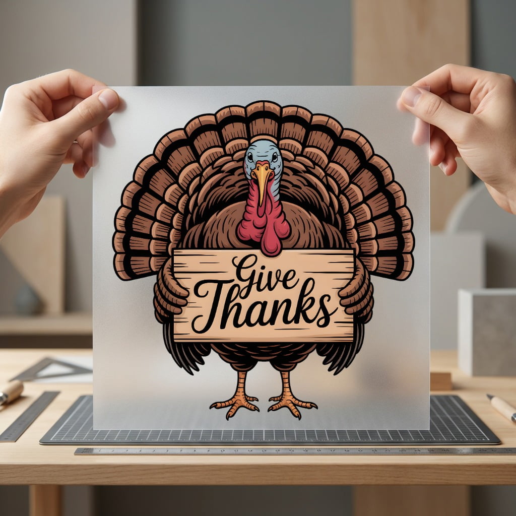 Turkey Give Thanks Thanksgiving Thanksgiving Fall Ready to Press DTF Transfer for Dtf