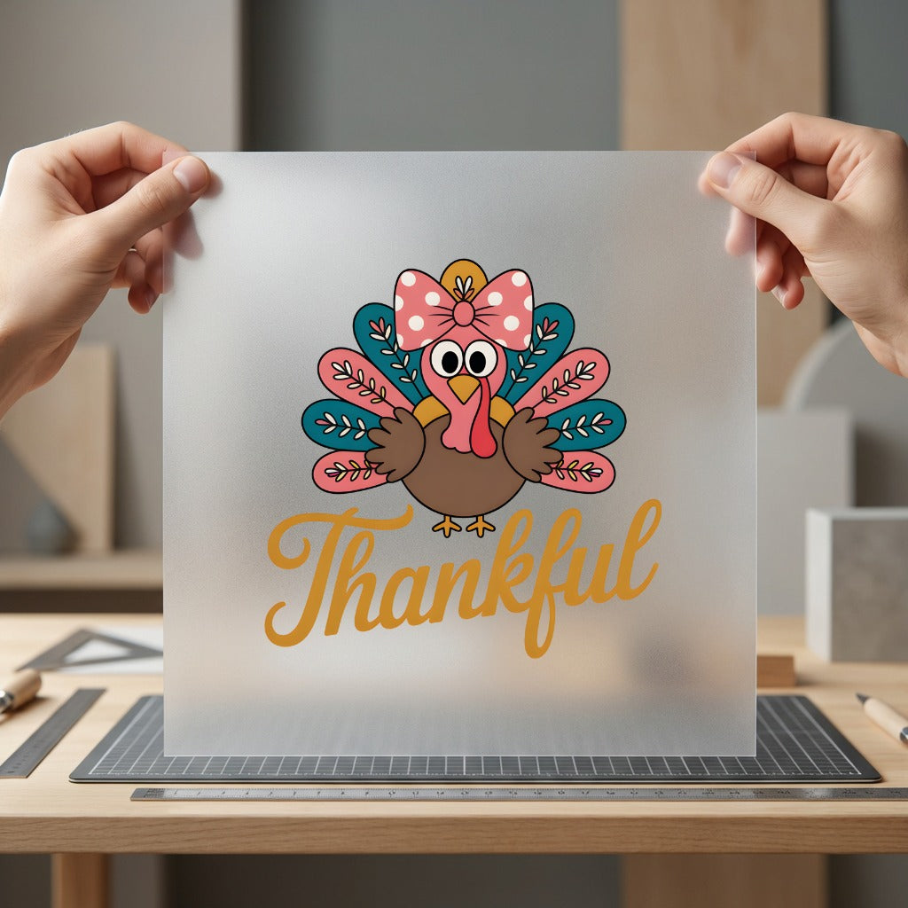 Turkey Thankful Kawaii Diy Thanksgiving Autumn Ready to Press DTF Transfer for Dtf