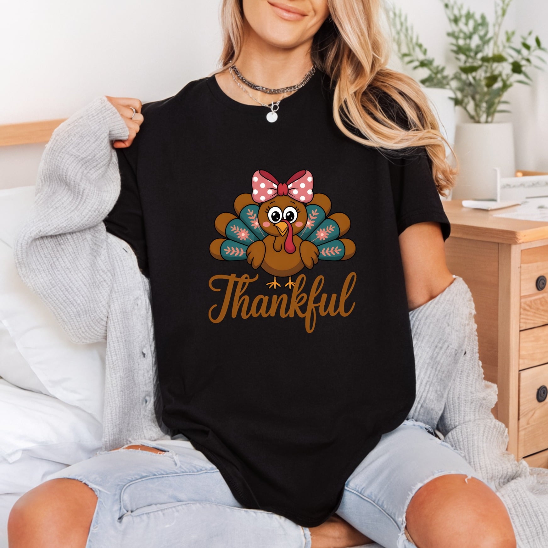 Turkey Thankful Thanksgiving Diy Thanksgiving Ready to Press DTF Transfer for Dtf