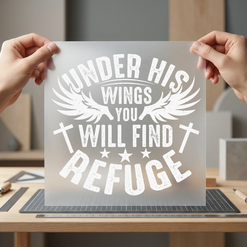 Under His Wings You Christian Faith Ready to Press DTF Transfer for Dtf