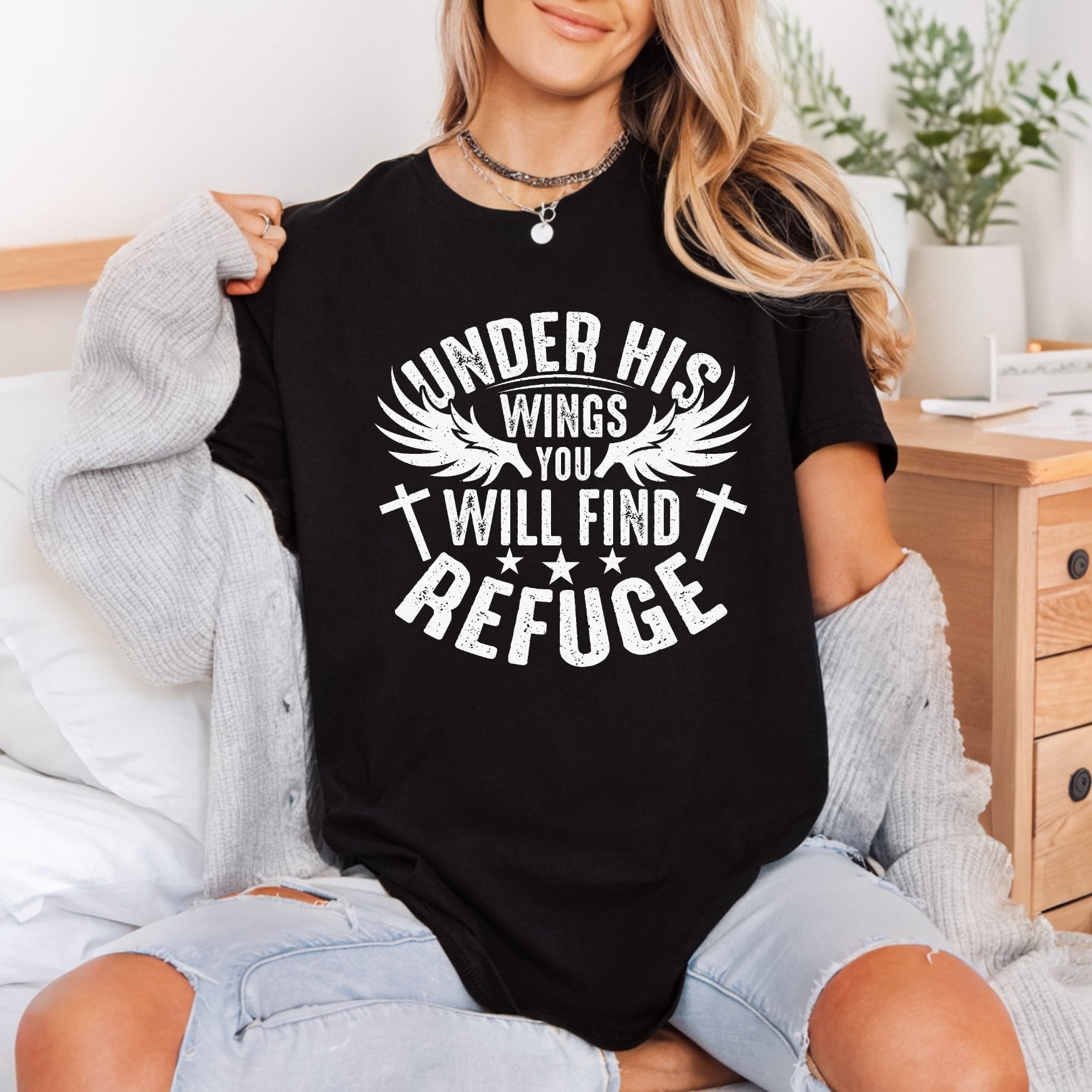 Under His Wings You Christian Faith Ready to Press DTF Transfer for Dtf