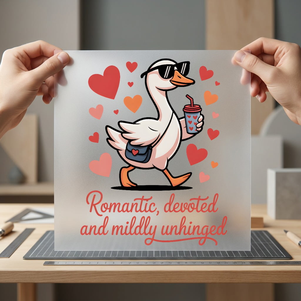 Unhinged Goose Hearts Quirky Valentine Funny Ready to Press DTF Transfer for Dtf