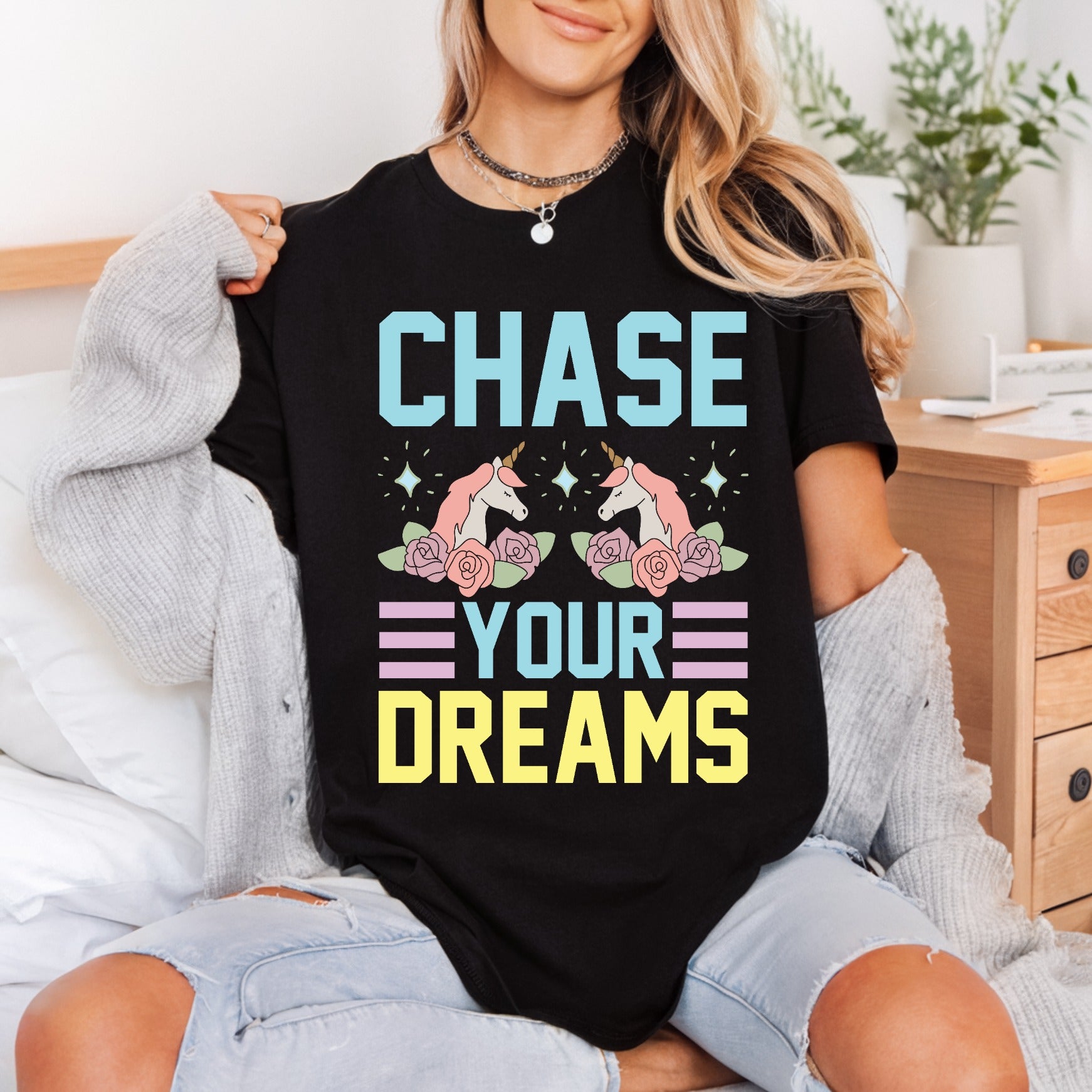 Unicorn Chase Dreams Motivational Aesthetic Ready to Press DTF Transfer for Dtf