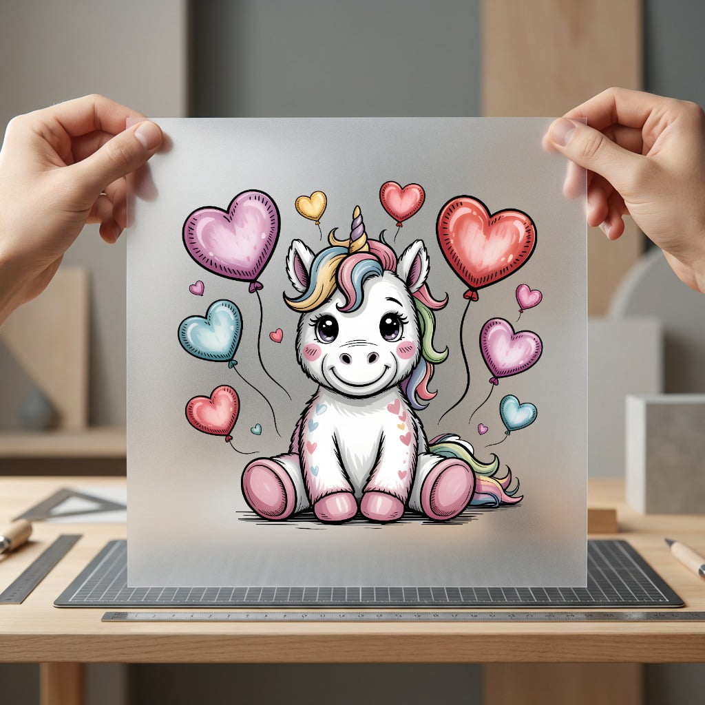 Unicorn Heart Balloons Kawaii Heart & Love Cute Collection Fantasy Vibes Collection Ready to Press DTF Transfer for Dtf