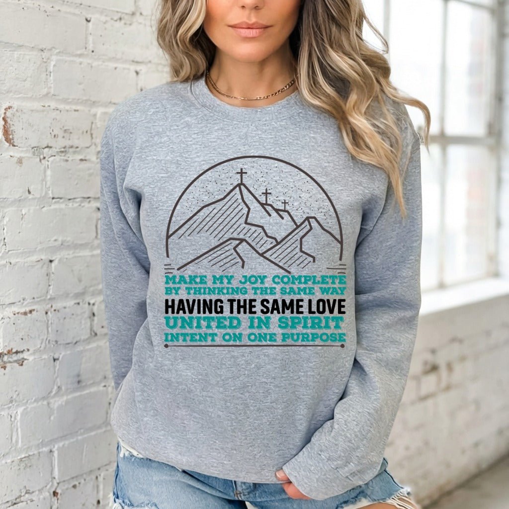 United in Spirit | Mountain Crosses Faith Sweatshirt - Luckets.com