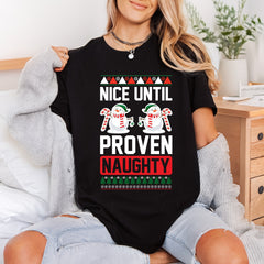 Until Proven Naughty Snowmen Christmas Ready to Press DTF Transfer for Dtf