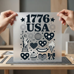 Usa Patriotic Icons Retro 4th Of July Patriotic Ready to Press DTF Transfer for Dtf