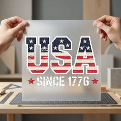 Usa Since Distressed Flag 4th Of July Patriotic Ready to Press DTF Transfer for Dtf