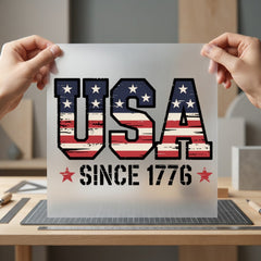 Usa Since Distressed Flag 4th Of July Patriotic Ready to Press DTF Transfer for Dtf