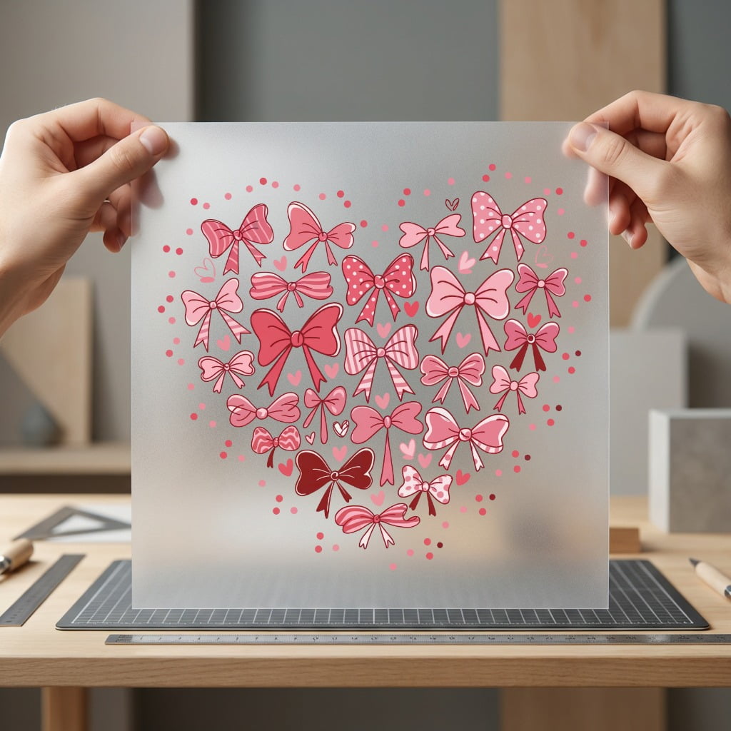 Valentine Bow Heart Diy Valentine Aesthetic Ready to Press DTF Transfer for Dtf