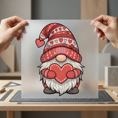 Valentine Gnome Heart Hug Valentine Ready to Press DTF Transfer for Dtf