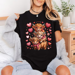 Valentine Highland Cow Stack Valentine Pet Ready to Press DTF Transfer for Dtf