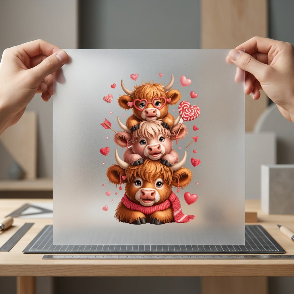 Valentine Highland Cow Stack Valentine Pet Ready to Press DTF Transfer for Dtf