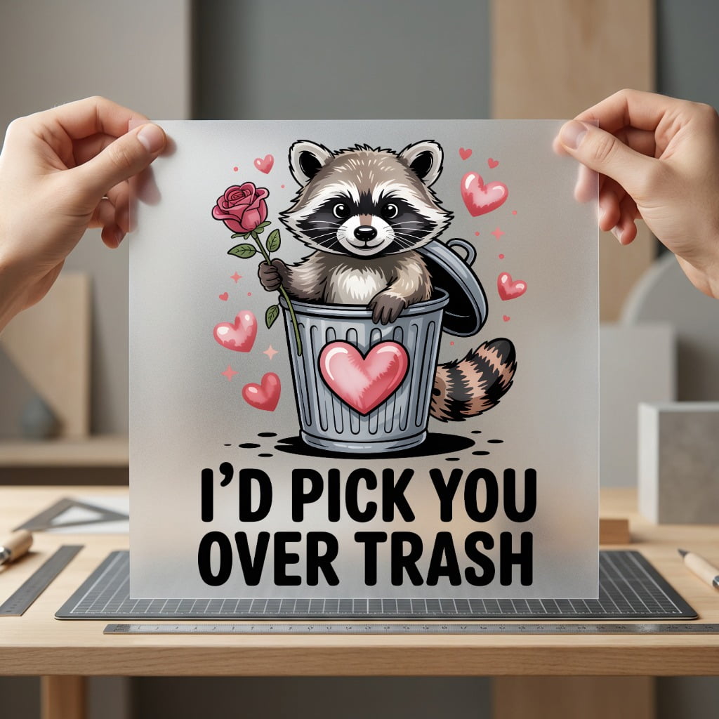 Valentine Raccoon Rose Retro Valentine Funny Ready to Press DTF Transfer for Dtf