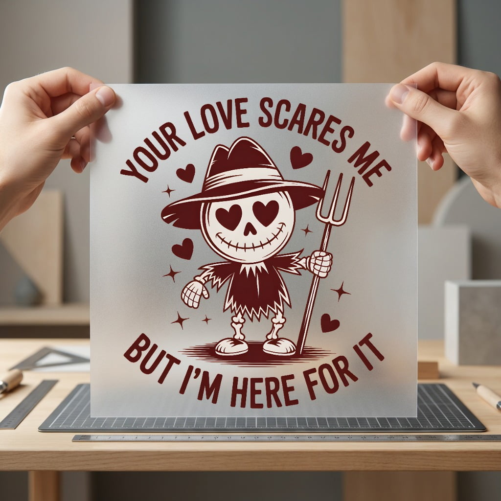 Valentine Scarecrow Love Scares Halloween Valentine Ready to Press DTF Transfer for Dtf