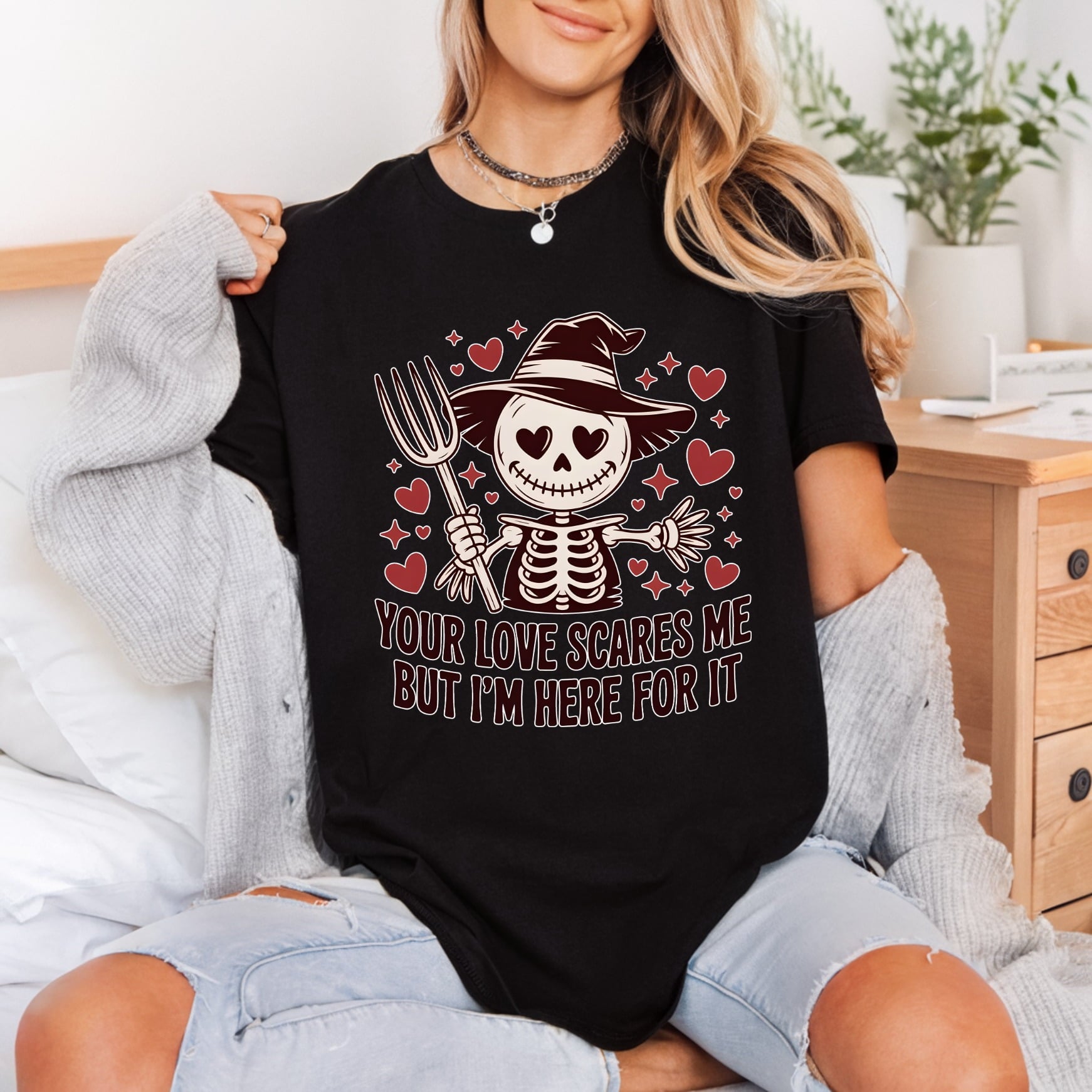 Valentine Skeleton Spooky Diy Halloween Valentine Ready to Press DTF Transfer for Dtf