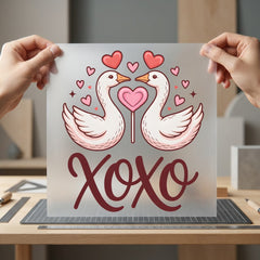 Valentine Swans Xoxo Love Valentine Ready to Press DTF Transfer for Dtf