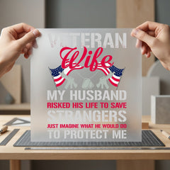 Veteran Wife Military Diy Patriotic Usa Ready to Press DTF Transfer for Dtf