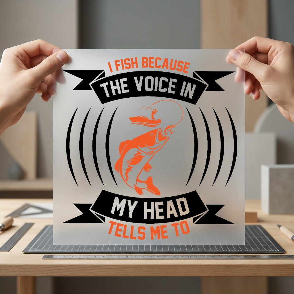 Voice Head Fishing Humorous Dad Funny Ready to Press DTF Transfer for Dtf