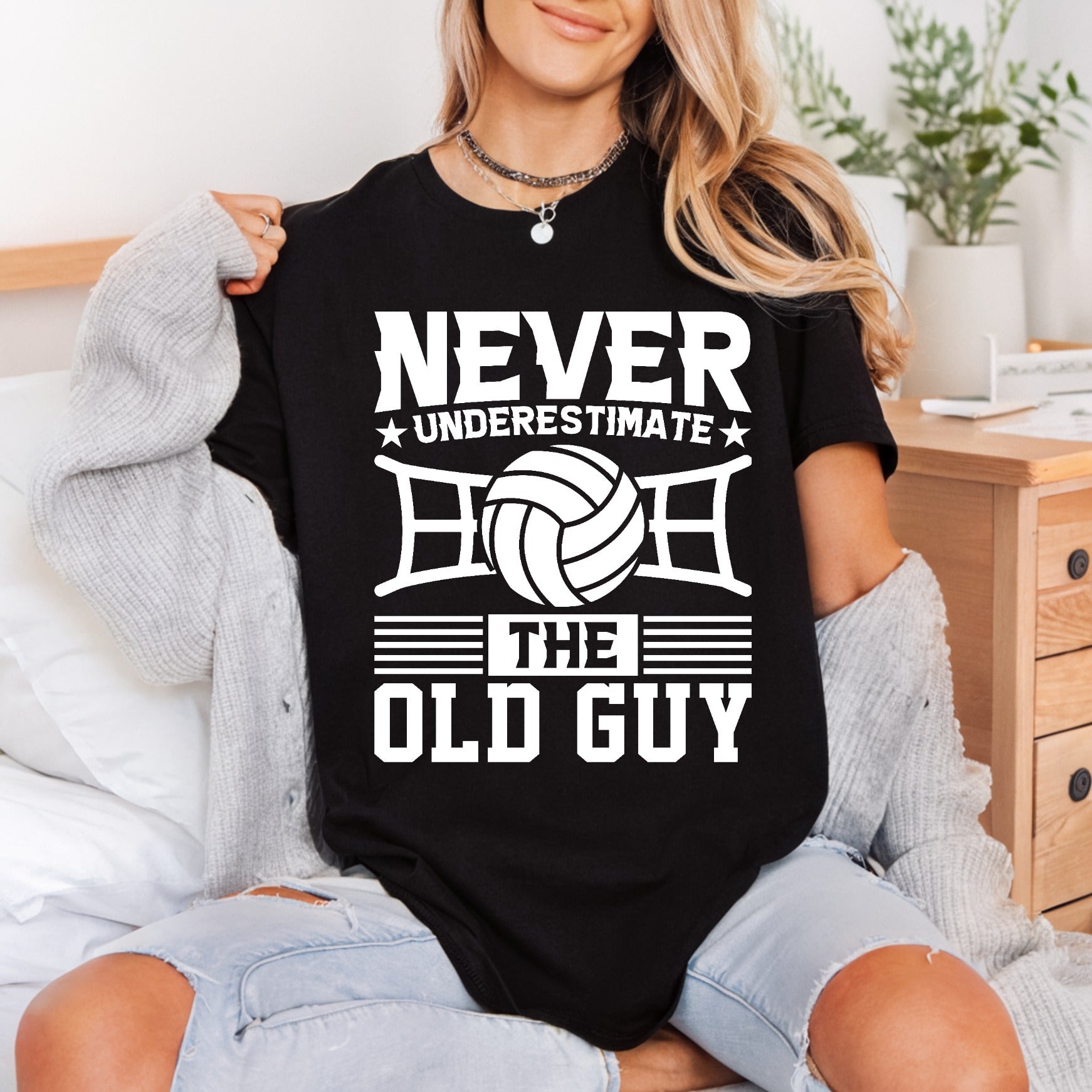 Volleyball Old Guy Sports Dad Funny Ready to Press DTF Transfer for Dtf
