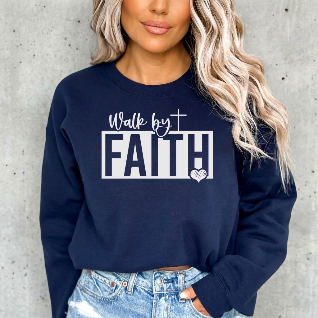 Walk by Faith | Cross & Heart Sweatshirt - Luckets.com