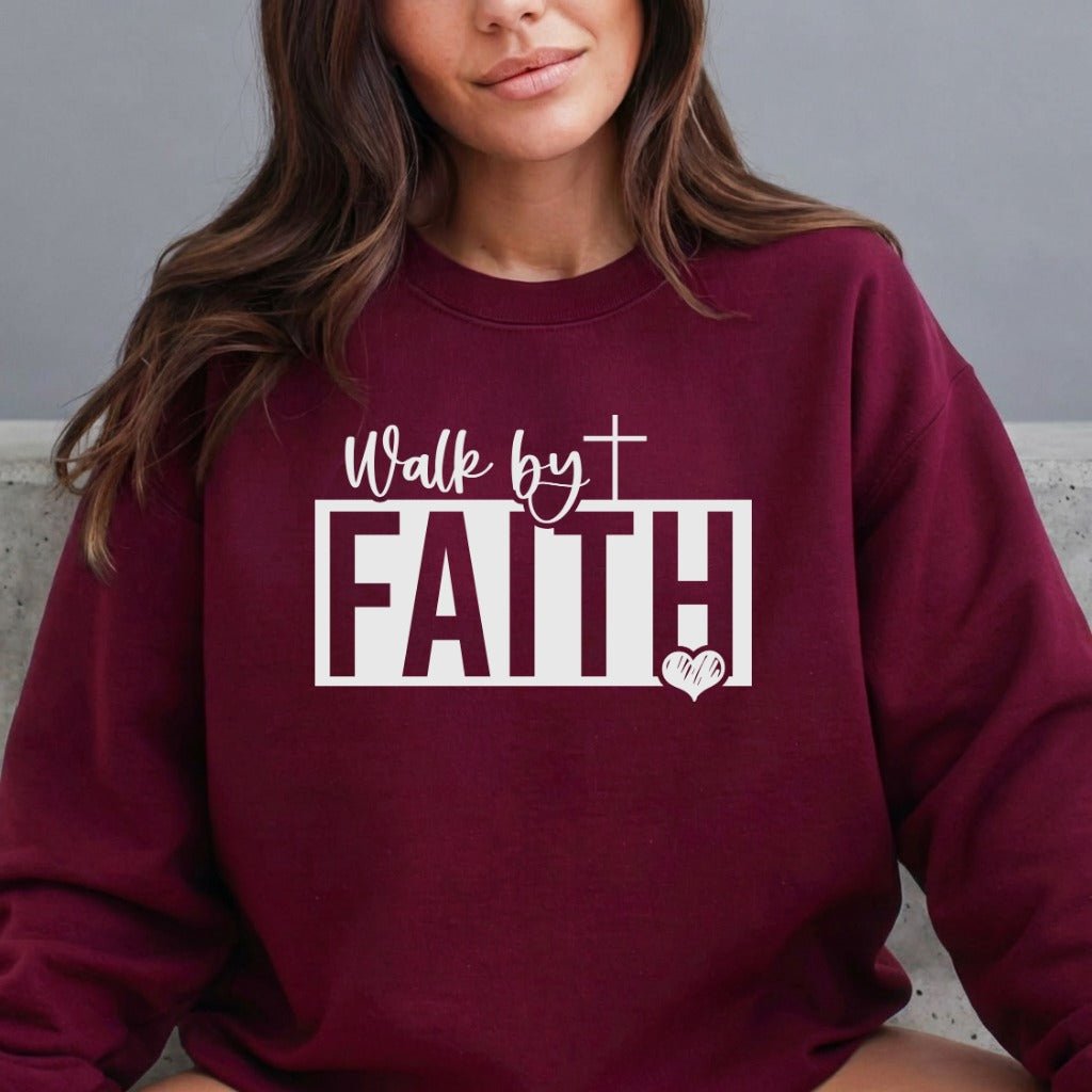 Walk by Faith | Cross & Heart Sweatshirt - Luckets.com