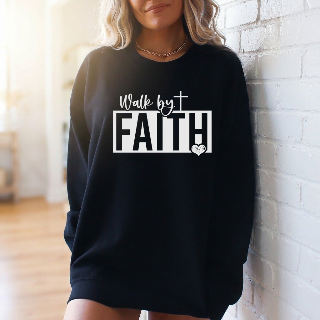 Walk by Faith | Cross & Heart Sweatshirt - Luckets.com