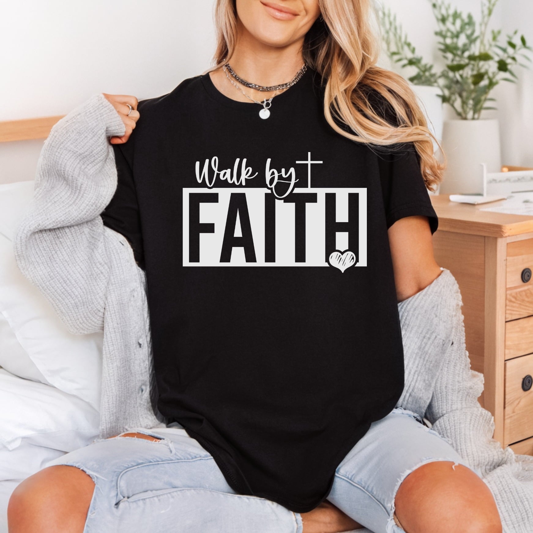 Walk Faith Cross Christian Christian Faith Ready to Press DTF Transfer for Dtf