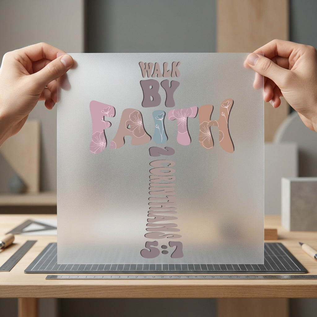 Walk Faith Cross Retro Christian Faith Ready to Press DTF Transfer for Dtf