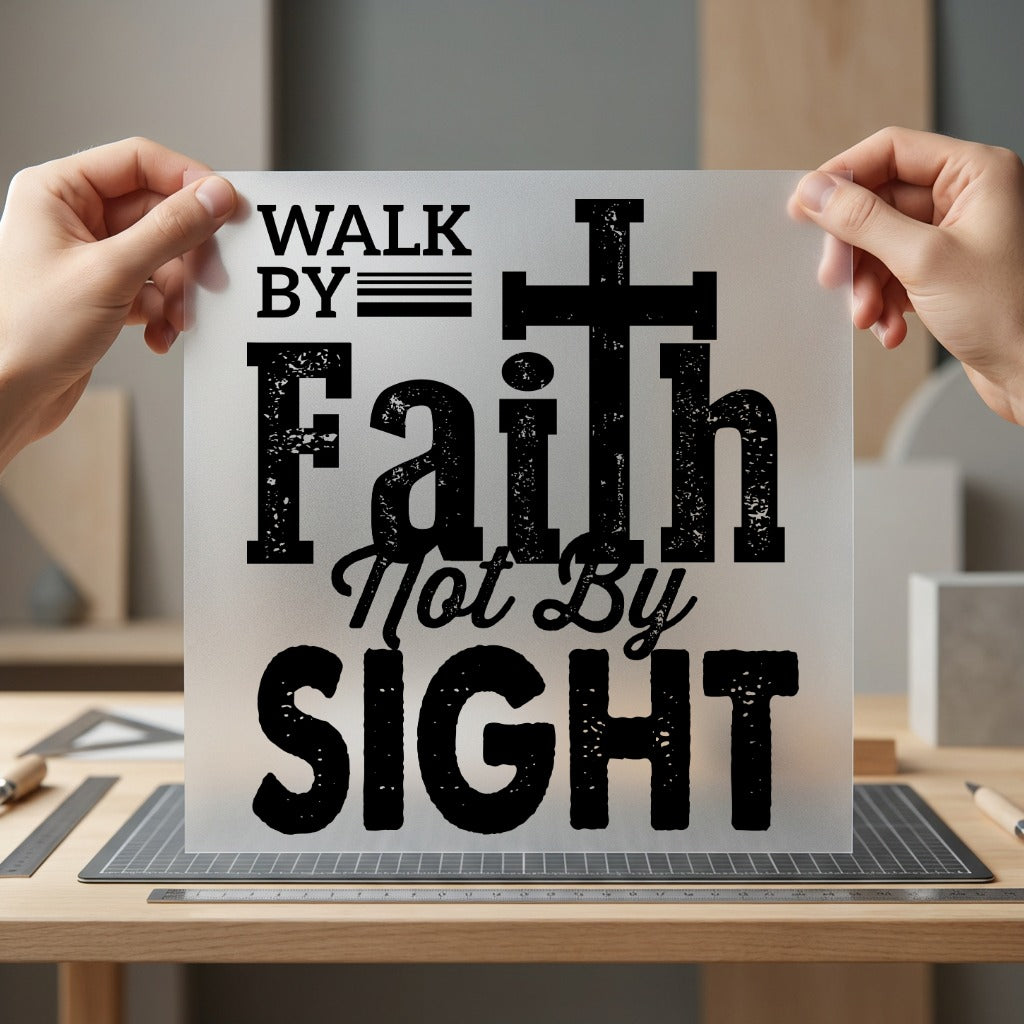 Walk Faith Not Sight Christian Faith Ready to Press DTF Transfer for Dtf