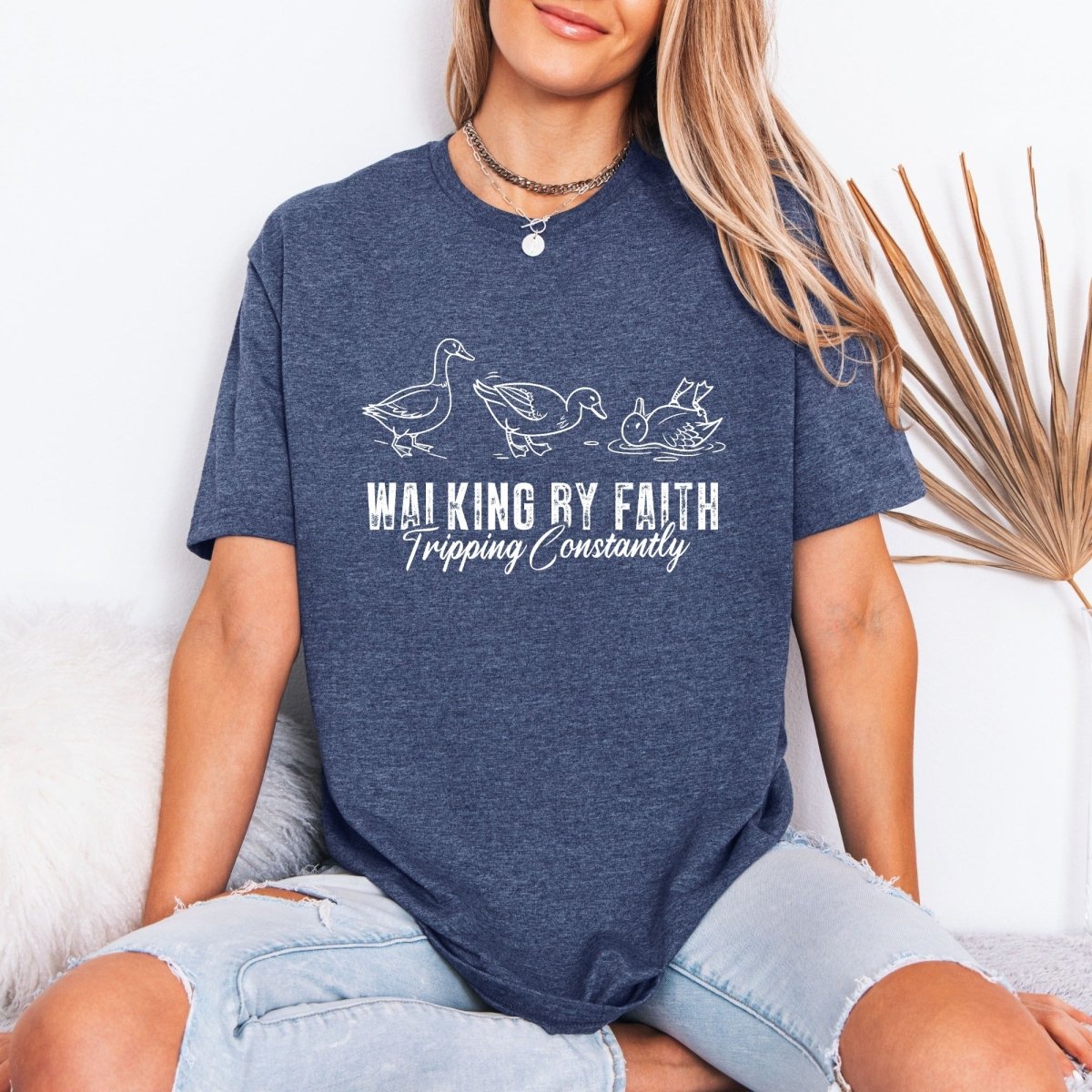 Walking By Faith Tripping Constantly | Funny Christian Tee - Luckets.com