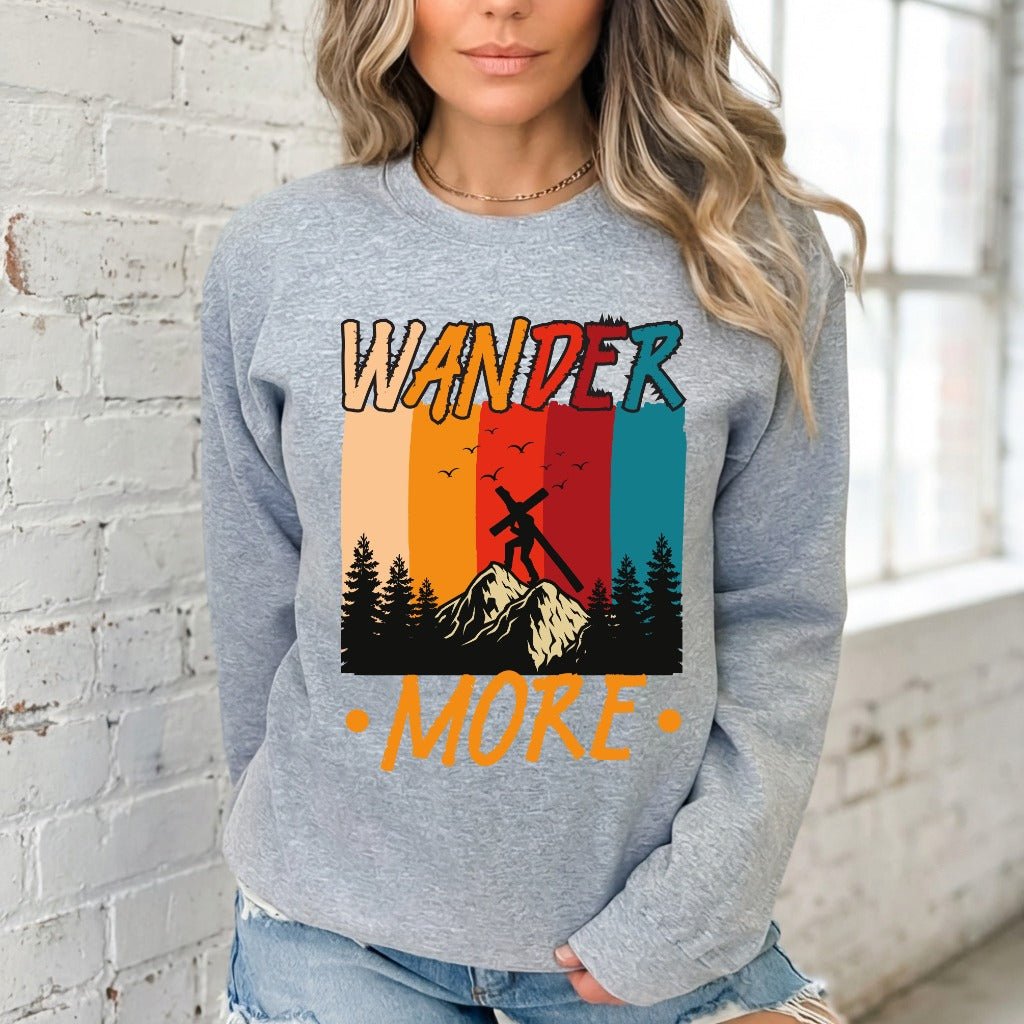 Wander More | Mountain Cross Faith Sweatshirt - Luckets.com