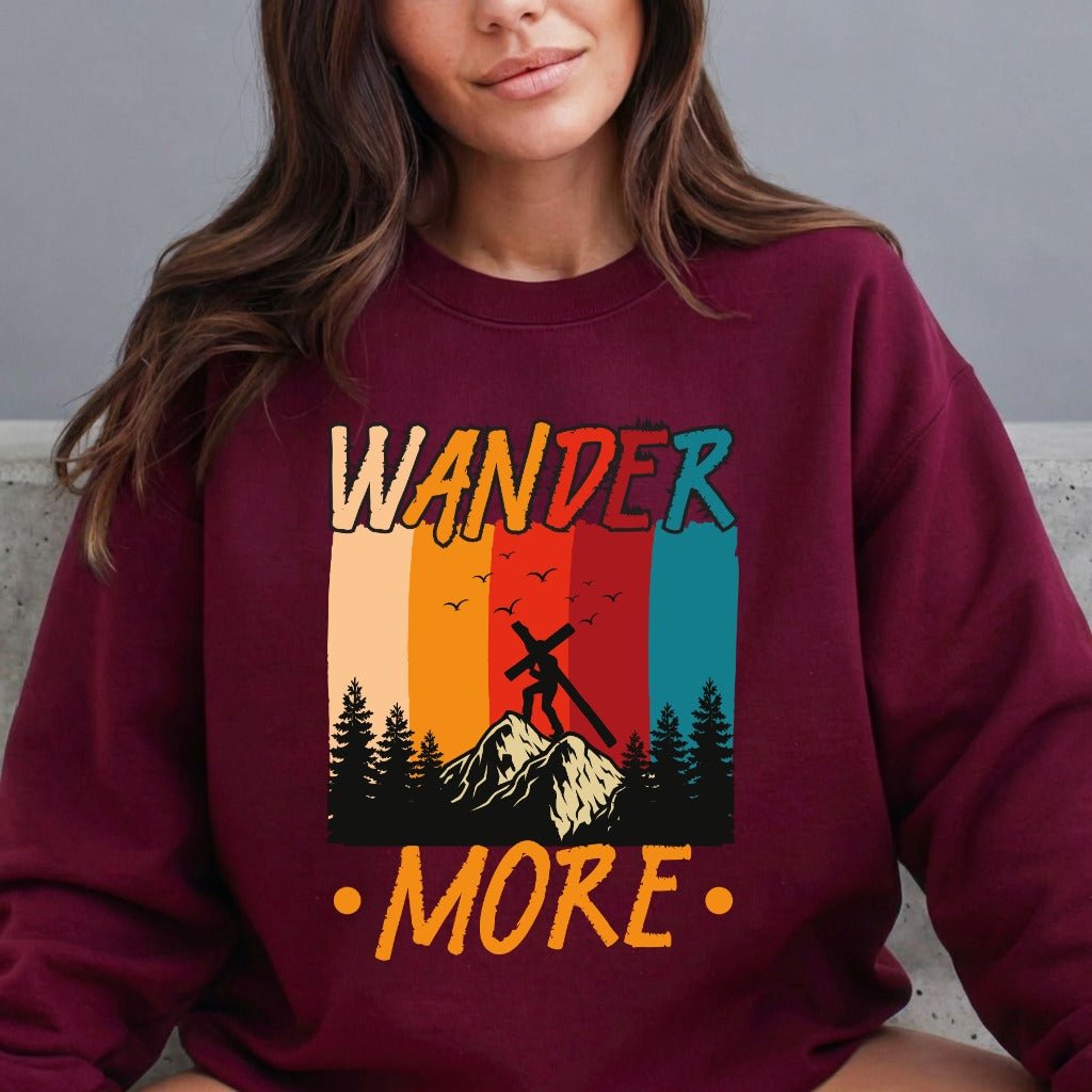 Wander More | Mountain Cross Faith Sweatshirt - Luckets.com