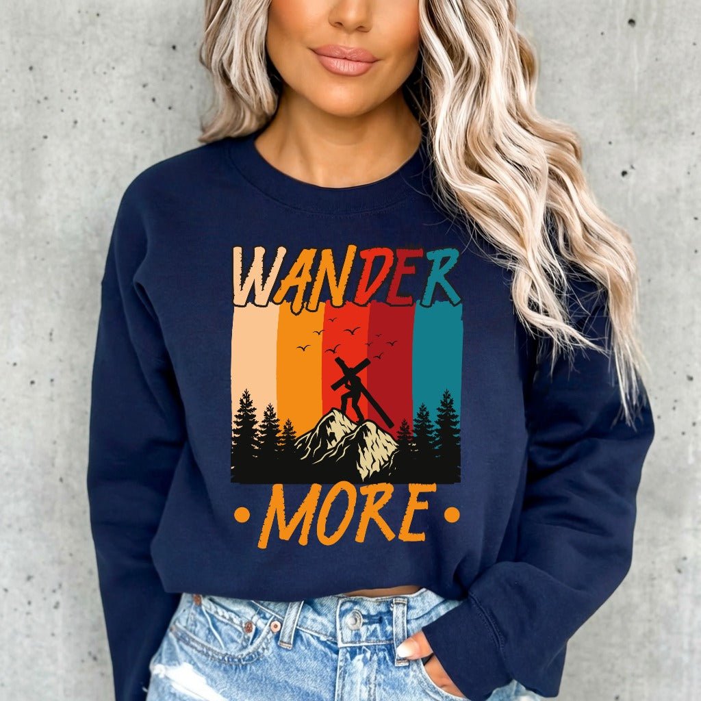 Wander More | Mountain Cross Faith Sweatshirt - Luckets.com