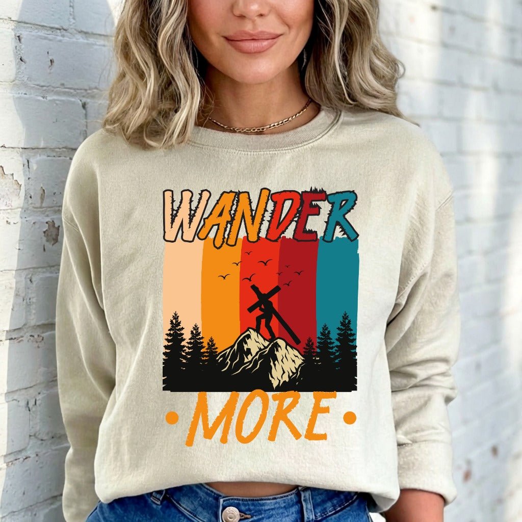 Wander More | Mountain Cross Faith Sweatshirt - Luckets.com