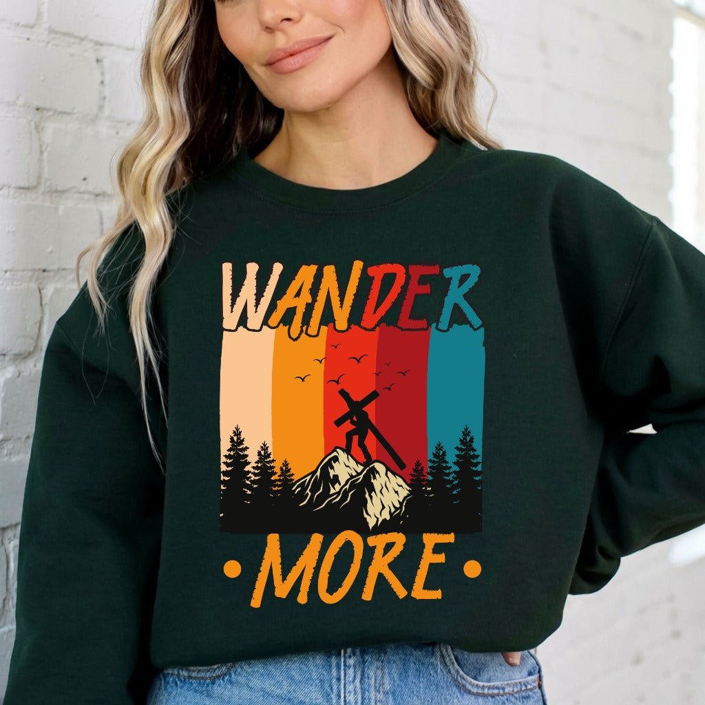 Wander More | Mountain Cross Faith Sweatshirt - Luckets.com