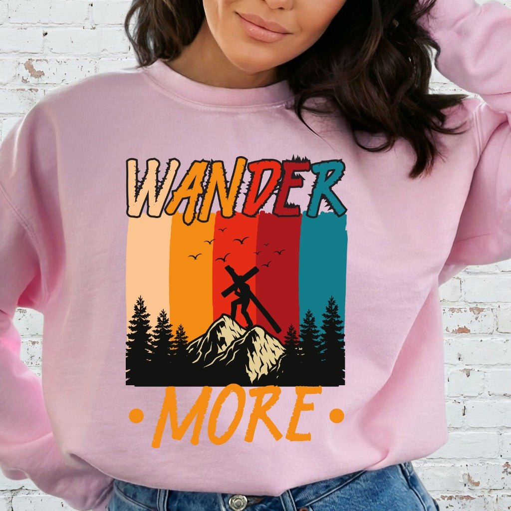 Wander More | Mountain Cross Faith Sweatshirt - Luckets.com