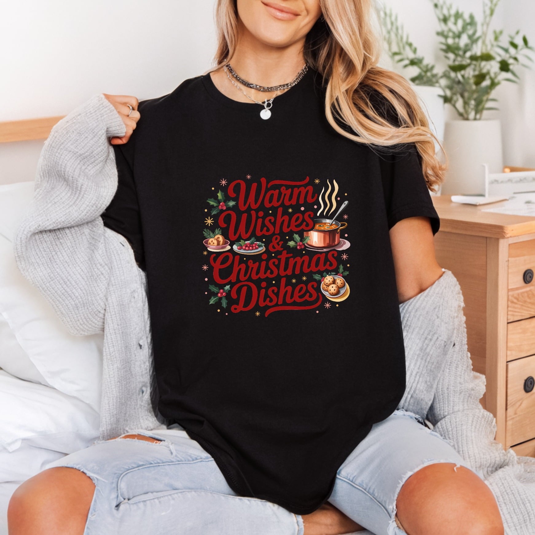Warm Wishes Christmas Dishes Christmas Winter Ready to Press DTF Transfer for Dtf