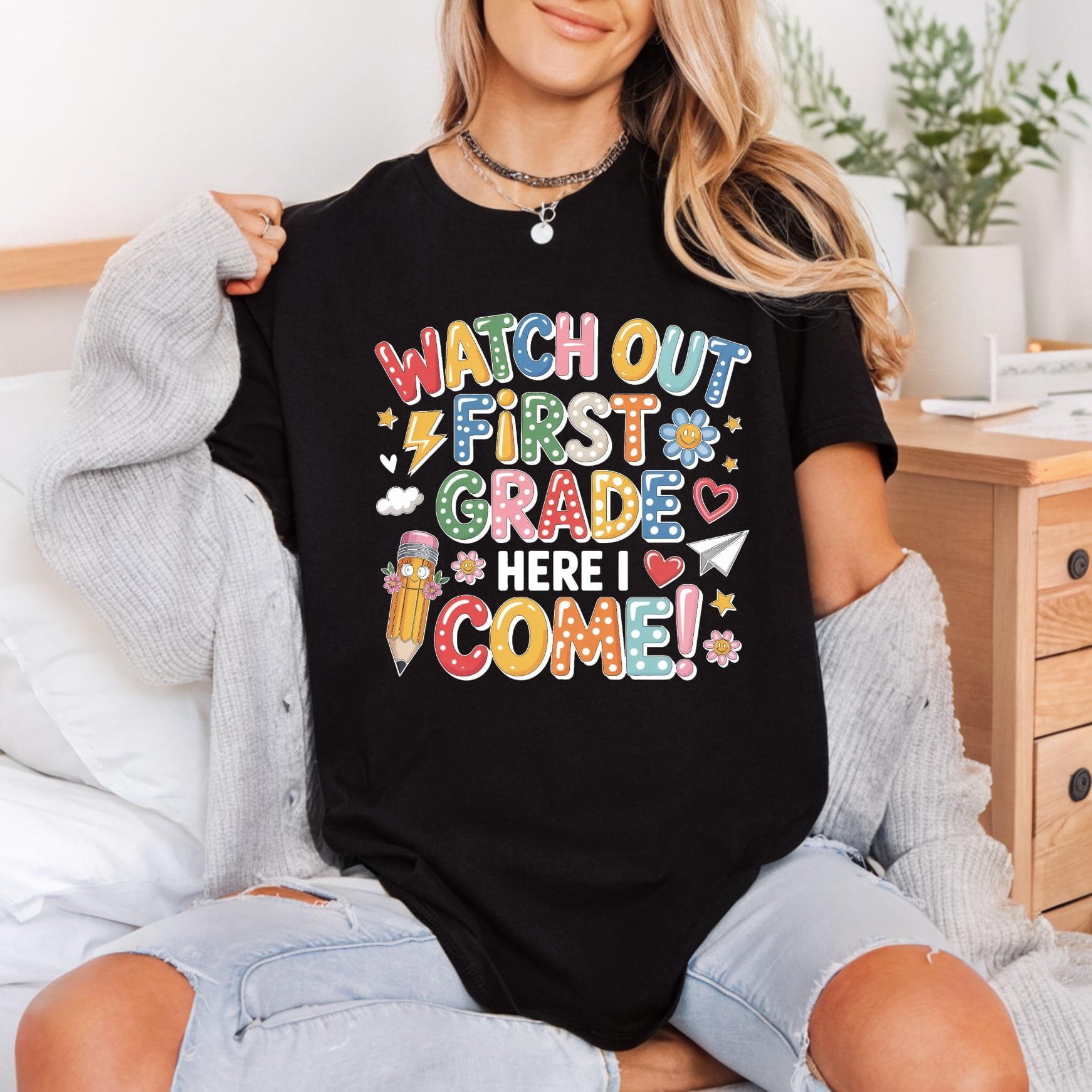 Watch Out First Grade Funny Ready to Press DTF Transfer for Dtf