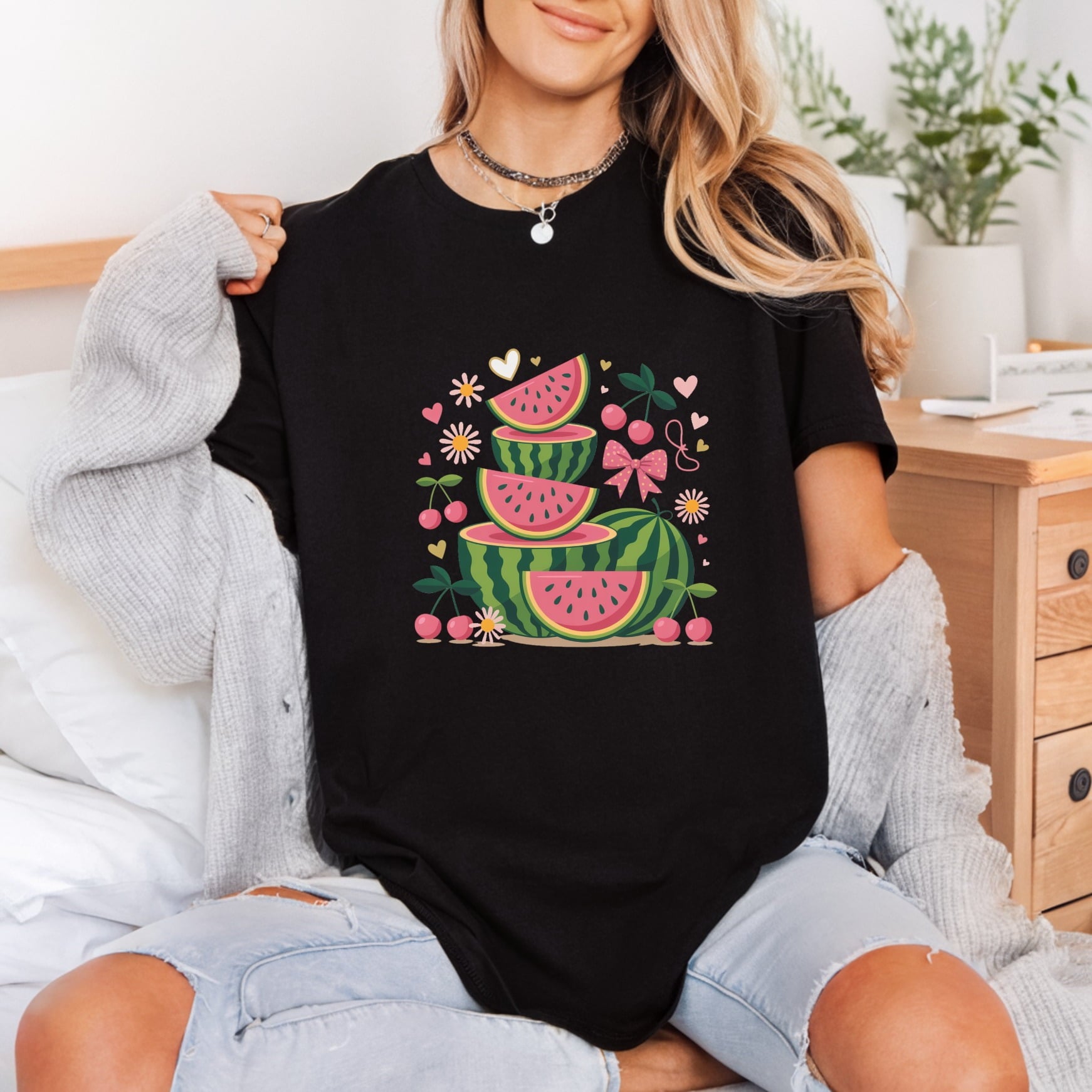 Watermelon Stack Cherries Summer Summer Ready to Press DTF Transfer for Dtf