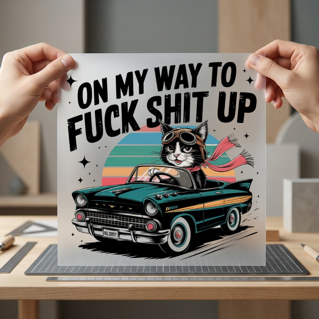 Way Fuck Shit Cat Funny Sarcastic Ready to Press DTF Transfer for Dtf
