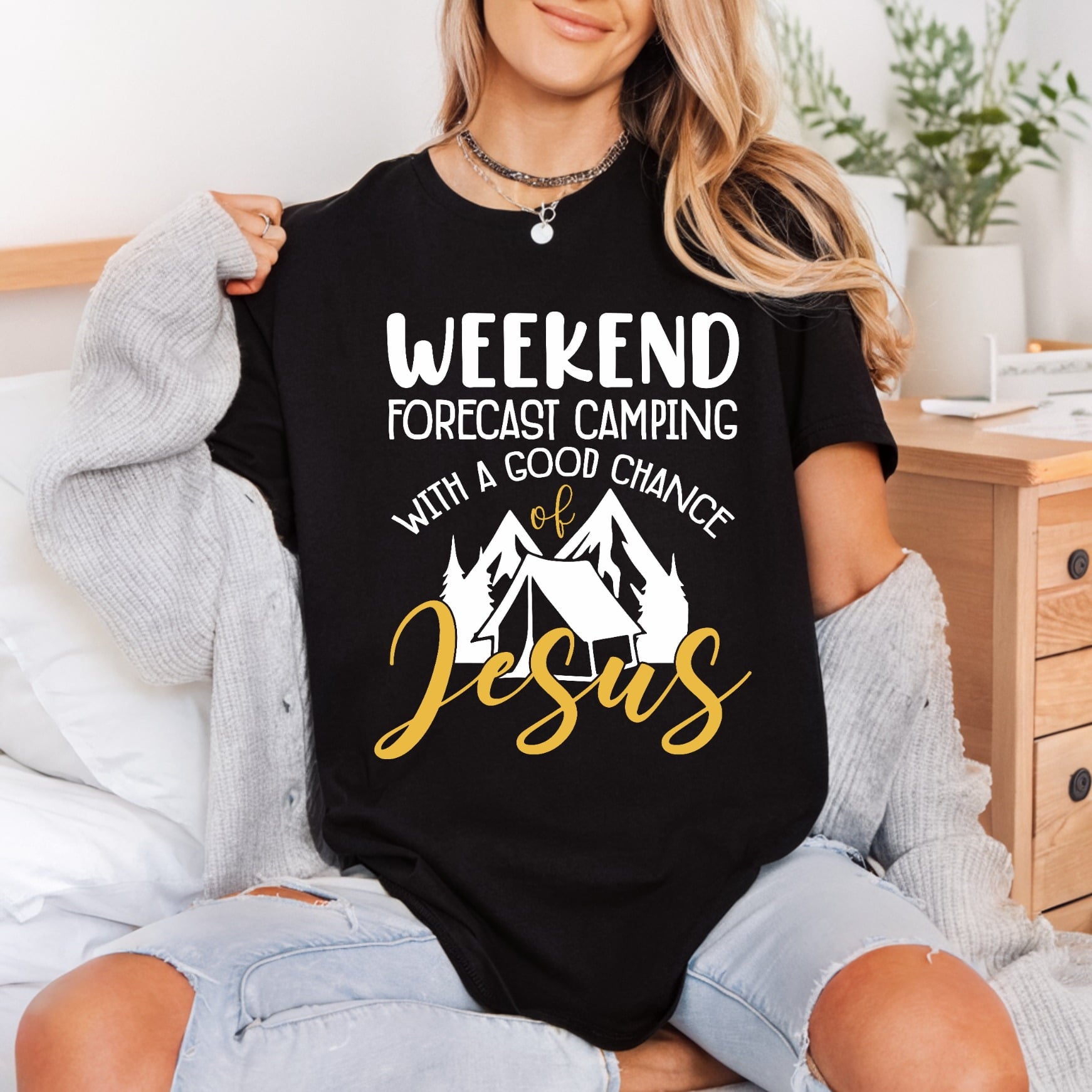 Weekend Forecast Camping Christian Christian Faith Ready to Press DTF Transfer for Dtf