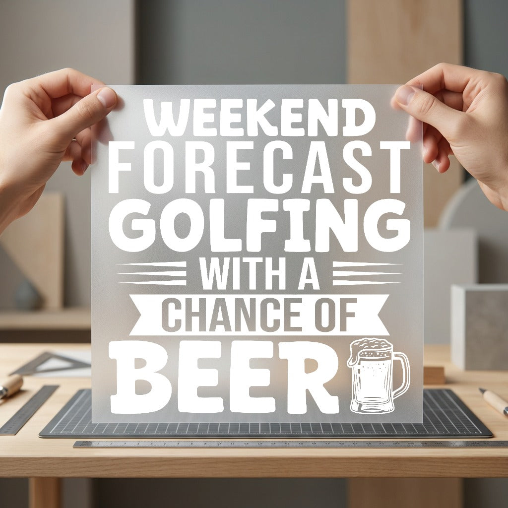 Weekend Forecast Golfing Beer Dad Funny Ready to Press DTF Transfer for Dtf