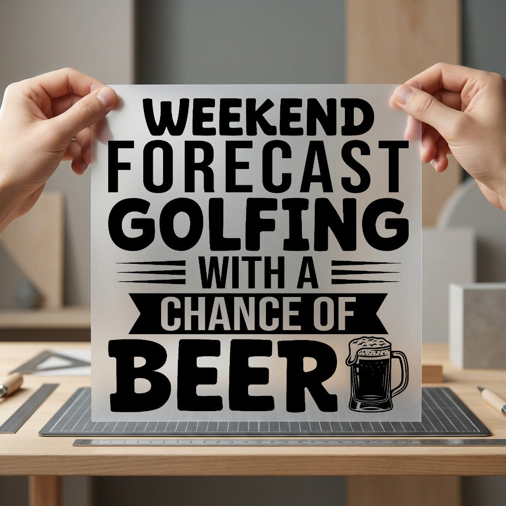 Weekend Forecast Golfing Beer Dad Funny Ready to Press DTF Transfer for Dtf