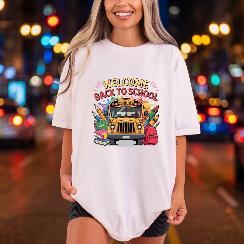 Welcome Back School Bus Teacher Ready to Press DTF Transfer for Dtf