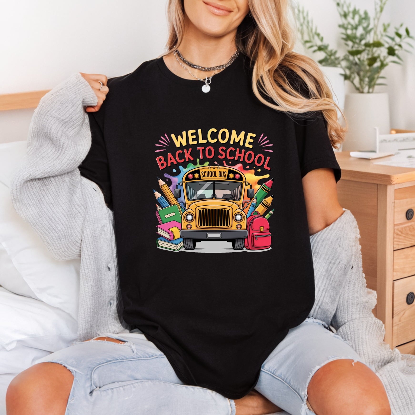 Welcome Back School Bus Teacher Ready to Press DTF Transfer for Dtf