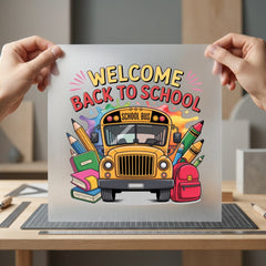 Welcome Back School Bus Teacher Ready to Press DTF Transfer for Dtf