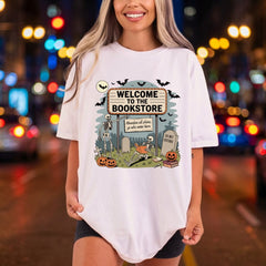Welcome Bookstore Skeleton Halloween Halloween Ready to Press DTF Transfer for Dtf